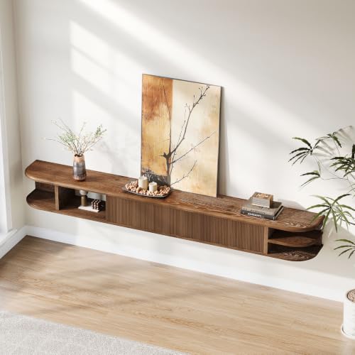 71" Floating TV Stand Up to 90'' TVs, Solid Wood Media Console, view 6