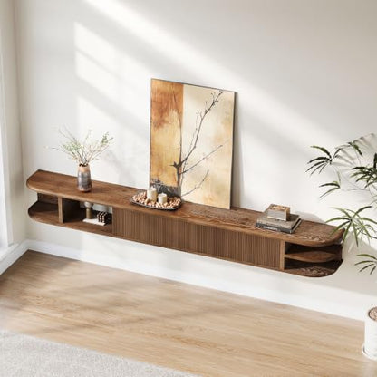71" Floating TV Stand Up to 90'' TVs, Solid Wood Media Console, view 6