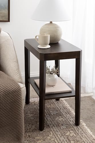 Talcott Modern Rectangle Wood Side Table; 22 x 14 x 26; Dark Brown; Transitional Decorative Two-Tier End Table for Use as a Bedroom Nightstand or Living Room Accent
