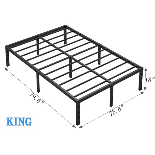 Metal Bed Frame,King Size Bed Frame with Storage Space,18 Inch, view 4
