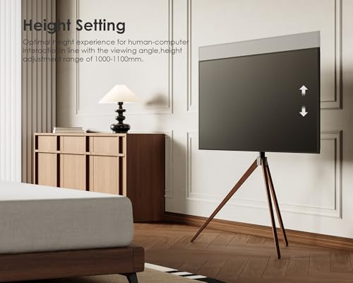 Corner TV Stand for 43-65 Inch TVs, Height Adjustable Metal Tripod Easel TV Stand Modern TV Floor Mount with Concealed Storage for Bedroom Living Room, Picasso Series