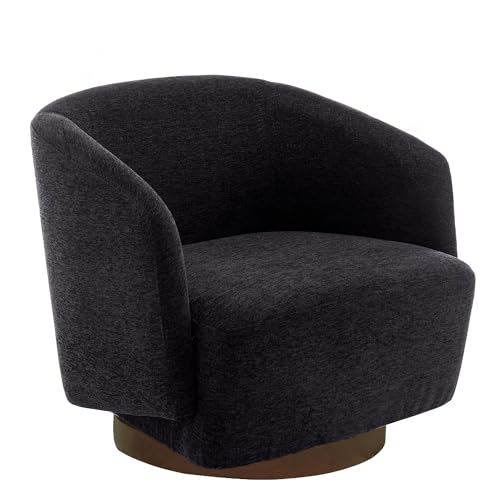Accent Chair,Modern Swivel Chairs for Living Room and Bedroom Reading with Wood Base,Performance Fabric in Charcoal Gray