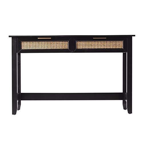Holly & Martin Chekshire Storage Console - Transitional Design, Black Rattan - Ideal for Entryway, Living Room (CK1003003)