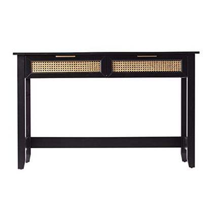 Holly & Martin Chekshire Storage Console - Transitional Design, Black Rattan - Ideal for Entryway, Living Room (CK1003003)