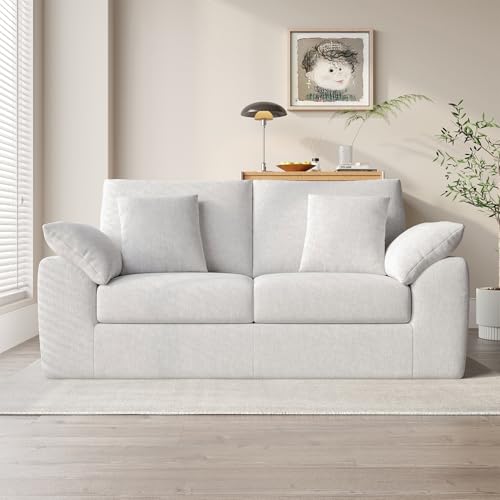 75.6" Modern Loveseat Sofa for Living Room, Cloud Boneless Couches with 4 Pillows, Mid Century Loveseat couches for Small Place, No Assembly Required, Beige