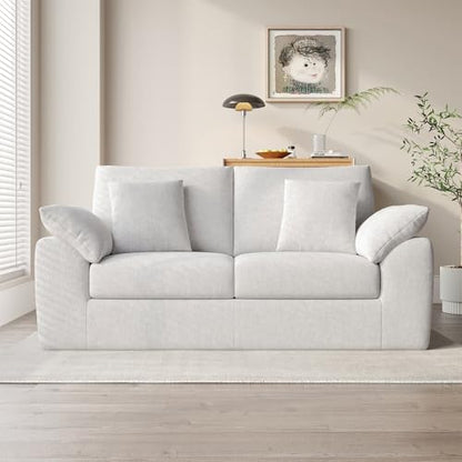 75.6" Modern Loveseat Sofa for Living Room, Cloud Boneless Couches with 4 Pillows, Mid Century Loveseat couches for Small Place, No Assembly Required, Beige