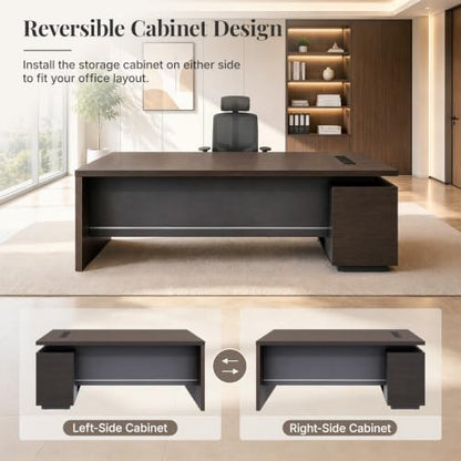 L-Shaped Executive Desk 71", Thickened Desktop 1.65",Commercial Grade, view 7