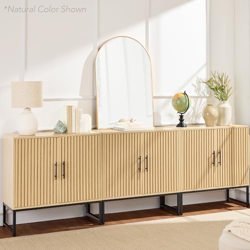 Best Choice Products Slatted Sideboard Buffet Cabinet, Entryway Table, Accent Storage Cabinet, Console Table for Hallway, Living Room, Dining Room – Dark Brown