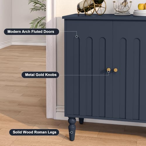 47” Arched Fluted Sideboard Buffet Cabinet with Storage, Blue, view 5