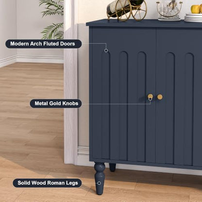 47” Arched Fluted Sideboard Buffet Cabinet with Storage, Blue, view 5