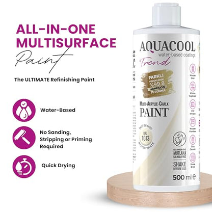 MAC All-in-One Furniture Paint – No Sanding No Primer, Chalk Paint for Cabinets, Wood, Tile & Countertops | Self-Leveling Matte | 16.9 fl oz, 53 sq ft| 1013 Oyster White