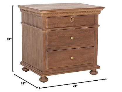 SAFAVIEH Couture Home Collection Allisyn Brown 3-Drawer Wood Nightstand Table (Fully Assembled)