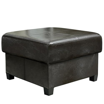 Square Storage Ottoman, Cube Ottoman with Legs, Leather Foot Stool | Footrest, PU Leather Ottoman with Storage, Upholstered Folding Bench for Living Room, Bedroom, 23.6 x 23.6 x15 Inches