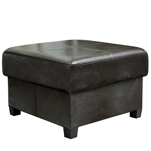 Square Storage Ottoman, Cube Ottoman with Legs, Leather Foot Stool | Footrest, PU Leather Ottoman with Storage, Upholstered Folding Bench for Living Room, Bedroom, 23.6 x 23.6 x15 Inches