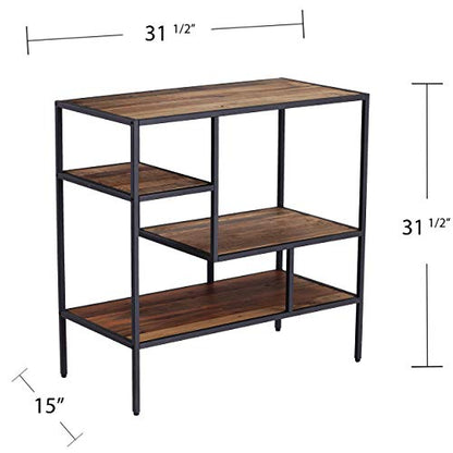 Mathry Reclaimed Wood Shelf - Natural - Reclaimed Wood & Iron Metal - Rustic Design - Ideal for Home Offices, Living Rooms, Dens, 31.5" W x 15.75" D x 31.5" H (HZ1058238)