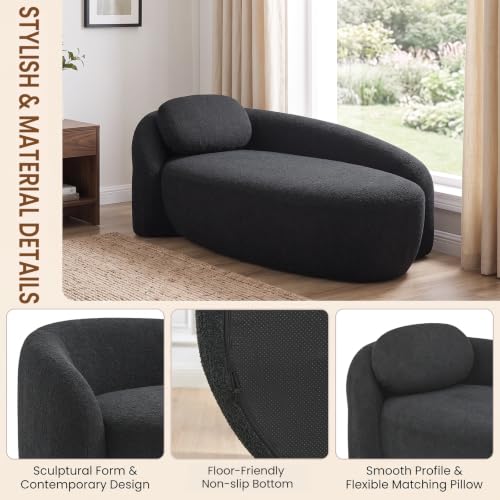 67" Boucle Upholstered Chaise Lounge Chair Indoor, view 6
