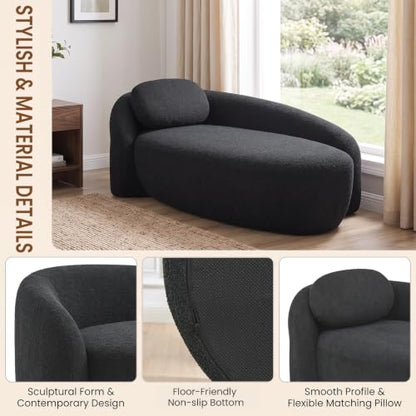 67" Boucle Upholstered Chaise Lounge Chair Indoor, view 6