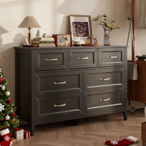 Black Dresser for Bedroom, Modern 7 Drawers Dresser, view 2