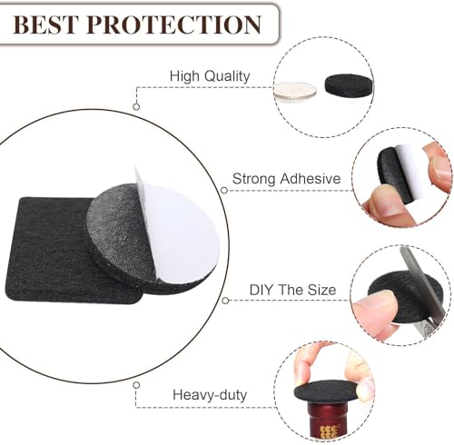 Felt Furniture Pads -182 Pcs Premium Felt Pads for Chair Legs Furniture, Floor Protectors for Hardwood Floors, Black