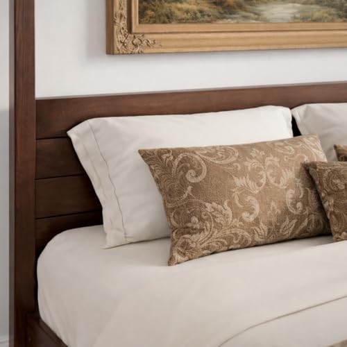 Solid Pine Canopy Bed Frame, King — Walnut Finish, view 6