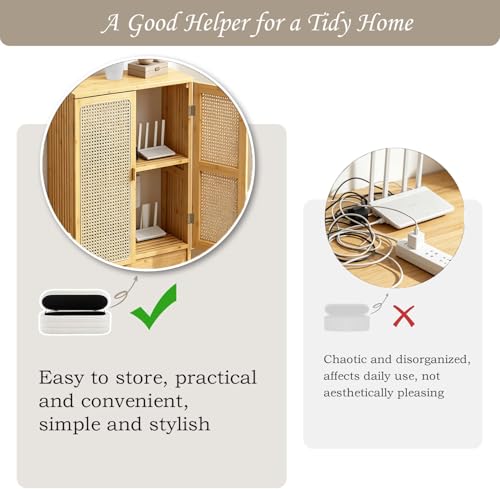WiFi Router Storage Cabinet with Adjustable Shelves, 2-Layer Storage, view 7