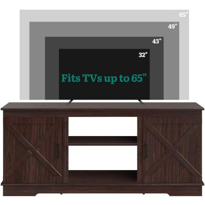Farmhouse TV Stand for 65 Inch TV with Barn Doors, Espresso, view 8