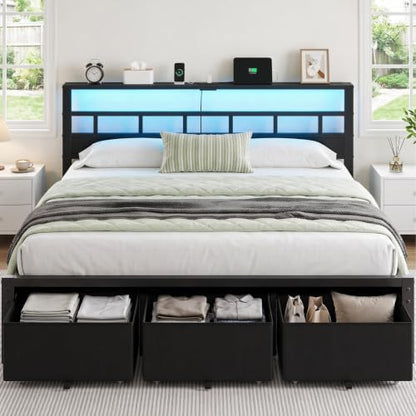 King Size Bed Frame with 3 Storage Drawers & Headboard, view 4