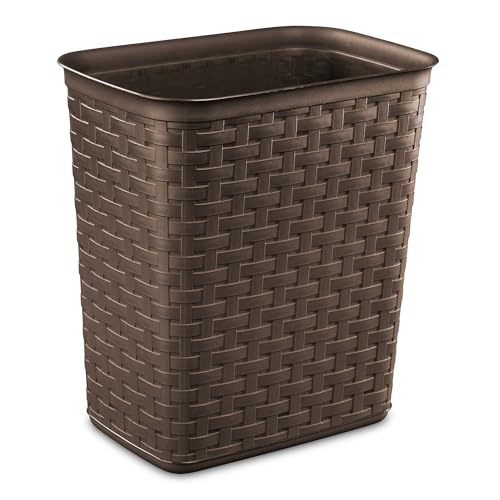 3.4 Gallon Weave Wastebasket, Small, Decorative Trash Can for the Bathroom, Bedroom, Dorm Room, or Office, Espresso Brown, 6-Pack