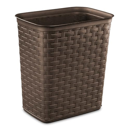 3.4 Gallon Weave Wastebasket, Small, Decorative Trash Can for the Bathroom, Bedroom, Dorm Room, or Office, Espresso Brown, 6-Pack
