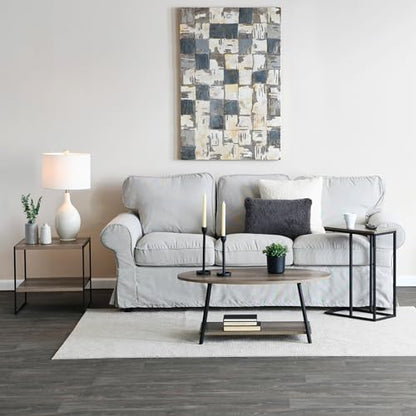 Square Wooden Side Table/End Table With Storage Shelf, Ashwood