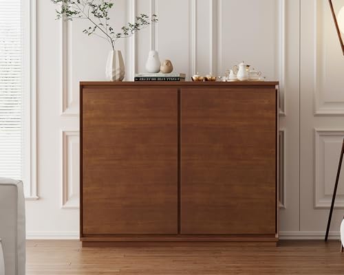39"Real Wood Veneer Narrow Sideboard Buffet,Entryway Storage Cabinet, view 2