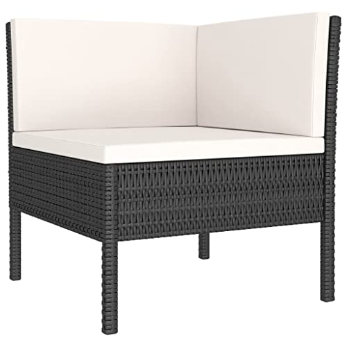 9 Piece Patio Lounge Set with Cushions Poly Rattan Black Outdoor Sectional Sofa PE Wicker Garden Furniture Modular Seating for Backyard Poolside Deck