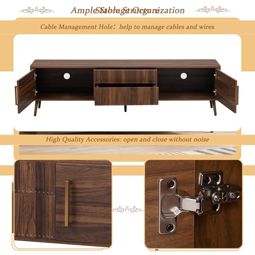 Mid-Century Modern TV Stand with Fluted-Drawer, for TVs up to 80", view 5