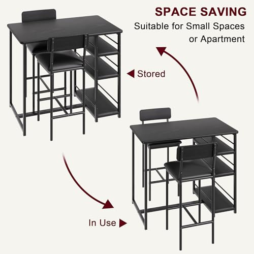 Dining Table Set for 2, Kitchen Table and Chairs for 2 with Upholstered Chairs, view 8