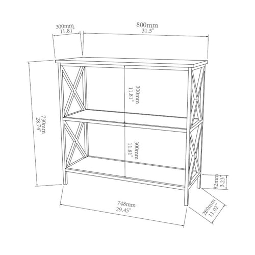 Tucson 3 Tier Bookcase, Black / Cherry
