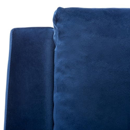 Safavieh Home Astrid Navy and Natural Oak Mid-Century Arm Chair