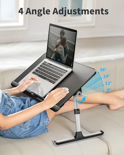 Laptop Bed Tray Table - Adjustable Lap Desk for Couch (Dark Black), view 5
