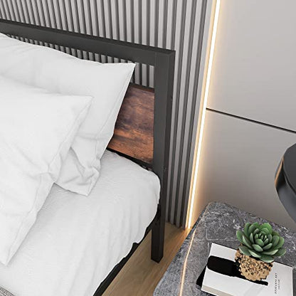 Black Queen Size Bed Frames with Wood Headboard, view 5