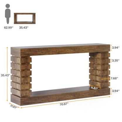 Tribesigns 70.8-Inch Long Console Table, Wood Entryway Table with Storage, Narrow Sofa Table Couch Table for Living Room Entryway Hallway | with Storage