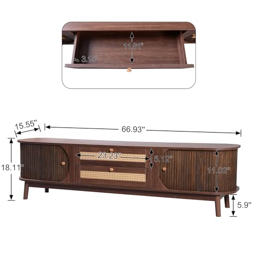 Modern Fluted TV Stand for 75" TVs, Mid-Century Entertainment Center, view 3