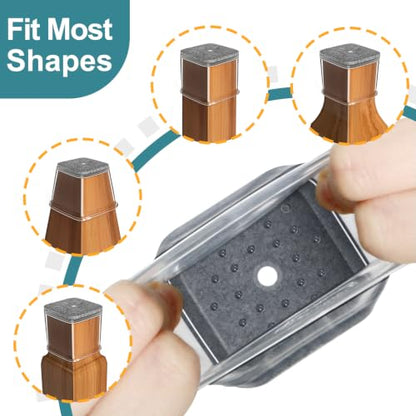 24 Pcs Chair Leg Floor Protectors Square, Silicone Felt Furniture Leg Pads Caps Covers for Hardwood Floors (Fit:1-1/16" to 1-5/8")