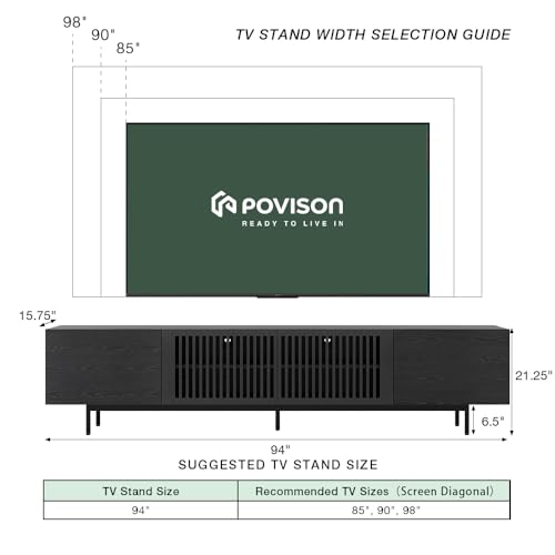 Full Assembled Mid-Century Modern TV Stand with Slatted Doors, Wood Media Console for 80 85+ Inch TV, TV Console with Tall-cast Metal Legs, Entertainment Center with Storage for Living Room