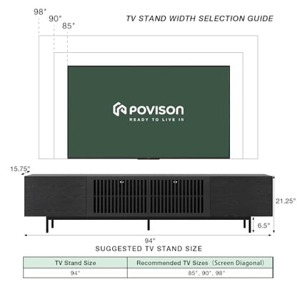 Full Assembled Mid-Century Modern TV Stand with Slatted Doors, Wood Media Console for 80 85+ Inch TV, TV Console with Tall-cast Metal Legs, Entertainment Center with Storage for Living Room
