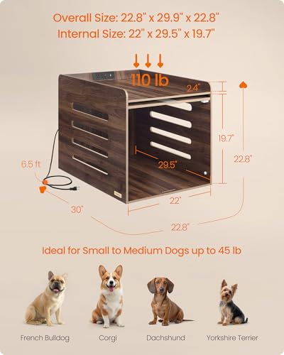 Modern Dog Crate Furniture with Flip-Up Hidden Door, Charging Station, view 5