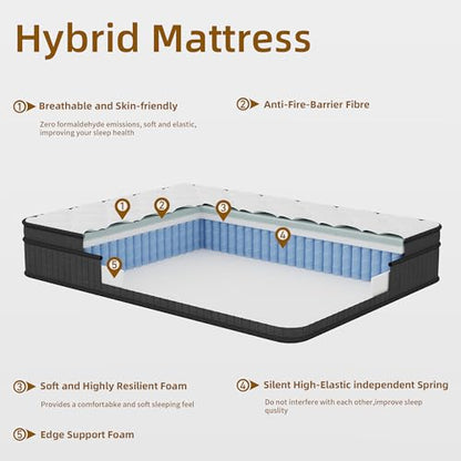 Full Size Mattress 12 Inch Hybrid Mattress in a Box, view 4