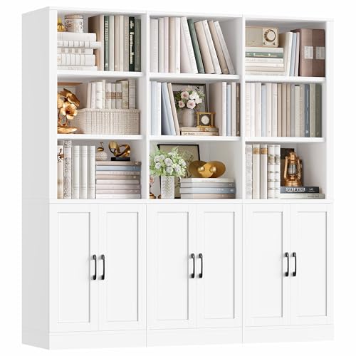 70” H x 63” W Triple Wide Bookshelf, Tall Bookcase with 6 Doors, view 7