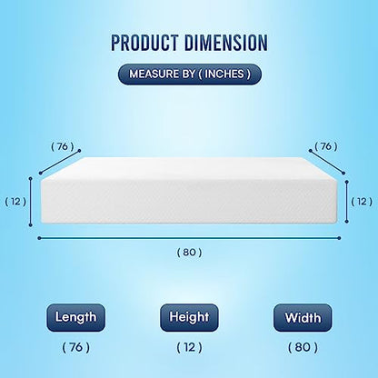 | 12 Inch King Mattress | Medium Firm | Gel Memory Foam | White, view 3