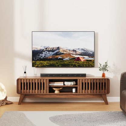 59 Inch Mid Century Modern TV Stand for 65 Inch TV (Walnut), view 4