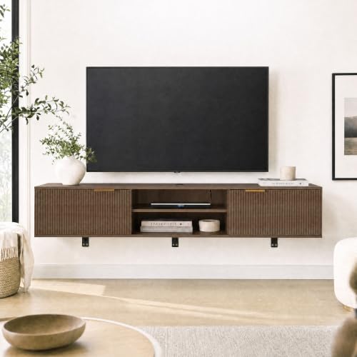 70" Floating TV Stand for TVs Up to 80", Fluted Entertainment Center, view 4