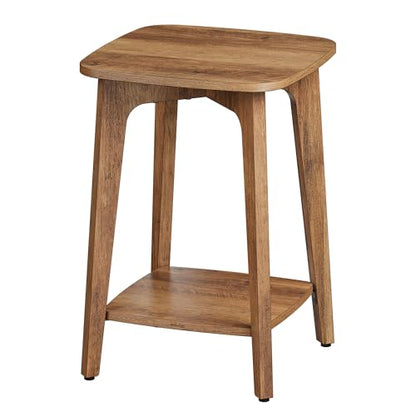 VASAGLE Side Table, 2-Tier Small Square End Table, Nightstand | With Tapered Legs, Curved Transitions, Honey Brown, MAEZO Collection, ULET236K01